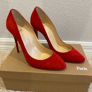 36.5 ELOISE 100 VEAU VELOURS - RED ALMOND TOE LOUBOUTINS